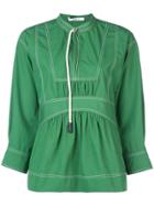 Derek Lam 10 Crosby Bell Sleeve Peplum Blouse - Green