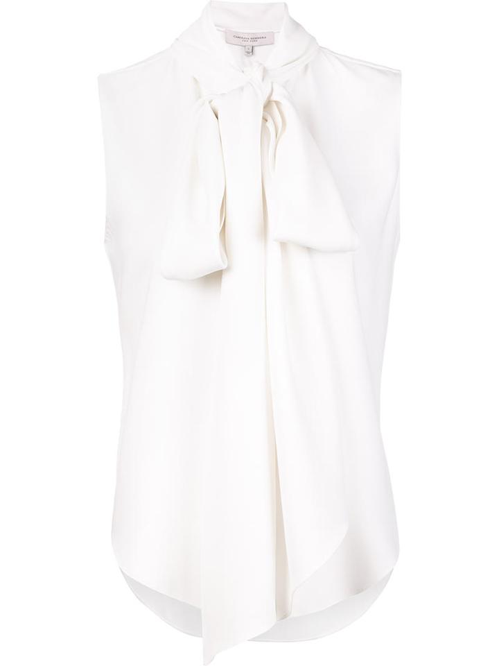 Carolina Herrera Long Tied Blouse, Women's, Size: 14, White, Silk