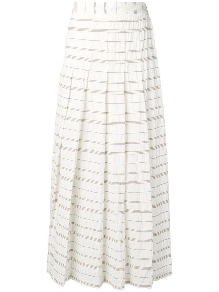Lorena Antoniazzi Striped Pleated Maxi Skirt - White
