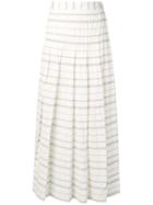 Lorena Antoniazzi Striped Pleated Maxi Skirt - White