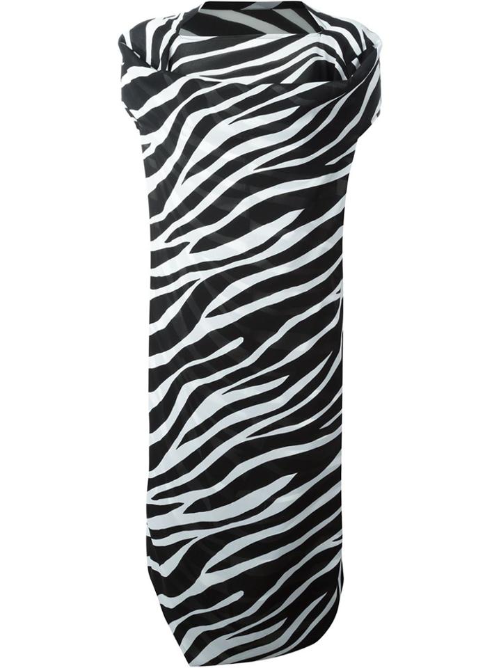 Junya Watanabe Comme Des Garçons Draped Zebra Print Dress - Black