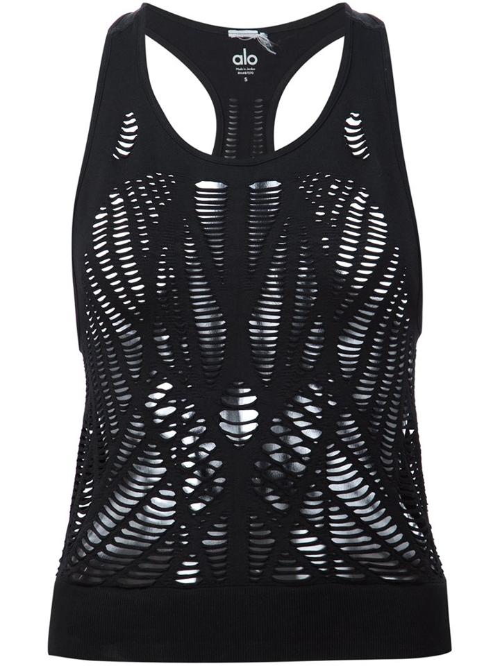 Alo 'vixen' Fitted Cropped Tank Top, Women's, Size: Small, Black, Polyester/spandex/elastane