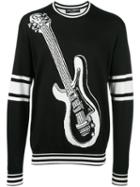Dolce & Gabbana Guitar Print Sweater, Men's, Size: 48, Black, Silk