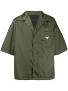 Prada Logo Plaque Bowling Shirt - Green