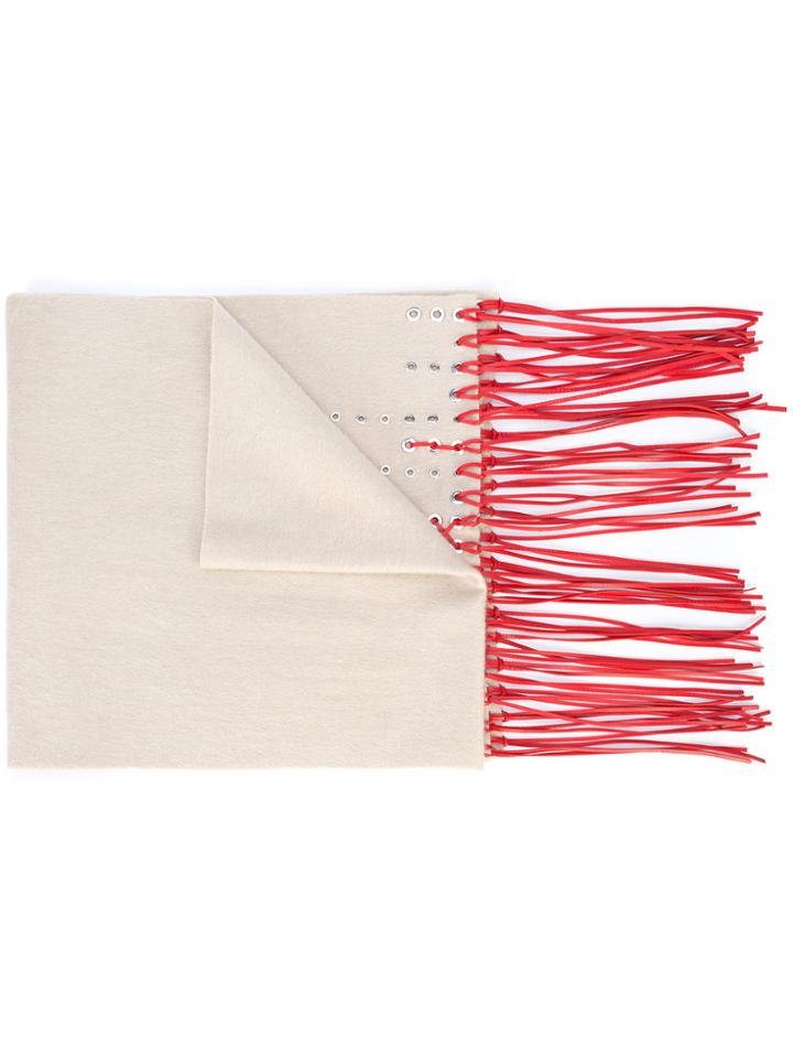 Alexander Mcqueen Threaded Eyelet Detail Scarf - Nude & Neutrals