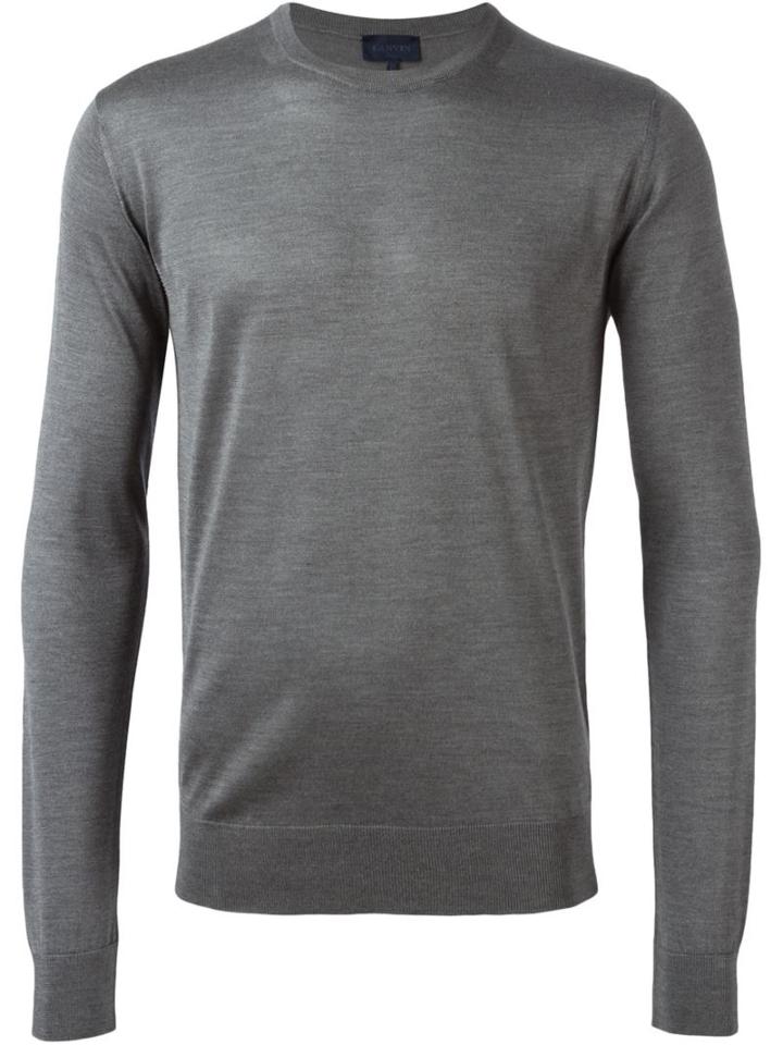 Lanvin Crew Neck Light Sweater, Men's, Size: Medium, Grey, Silk