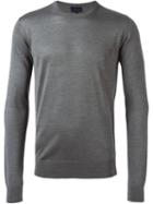 Lanvin Crew Neck Light Sweater, Men's, Size: Medium, Grey, Silk