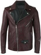 Route Des Garden Woven Biker Jacket, Men's, Size: 48, Red, Leather/viscose