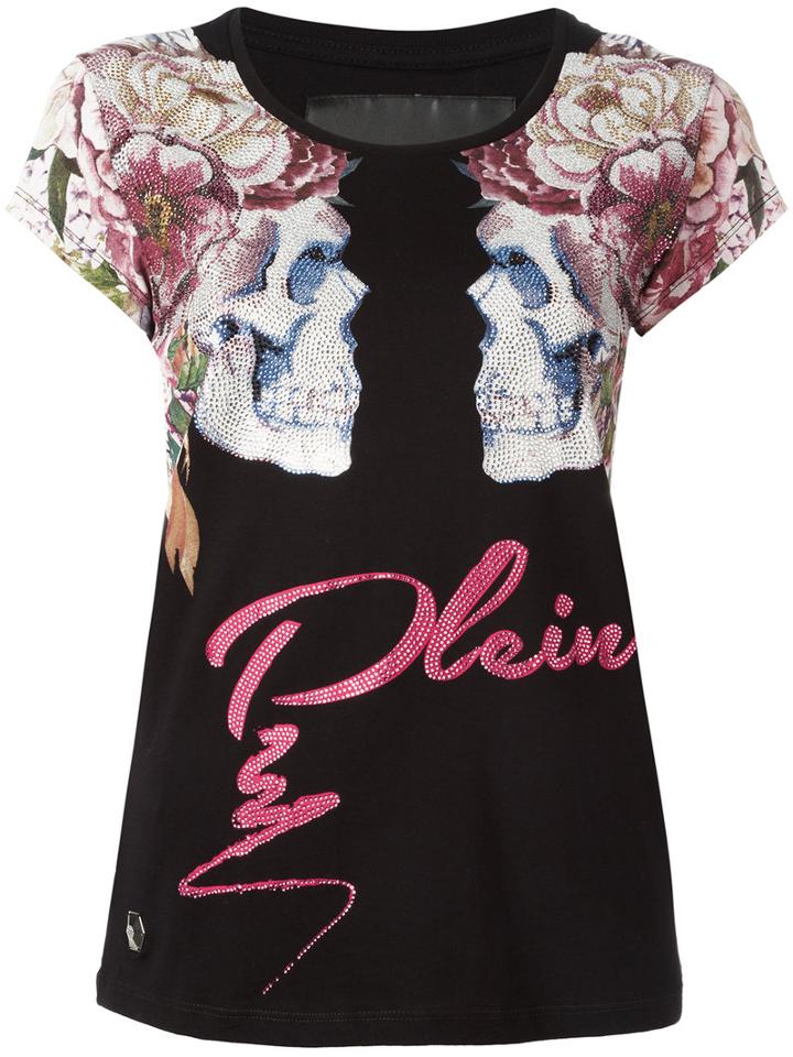 Philipp Plein Crystal Embellished T-shirt, Women's, Size: Large, Black, Cotton/crystal