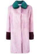 Liska Colour Block Mink Fur Coat, Women's, Size: Medium, Pink/purple, Mink Fur/silk