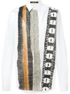 Roberto Cavalli Snakeskin Print Shirt, Men's, Size: 40, White, Cotton/spandex/elastane