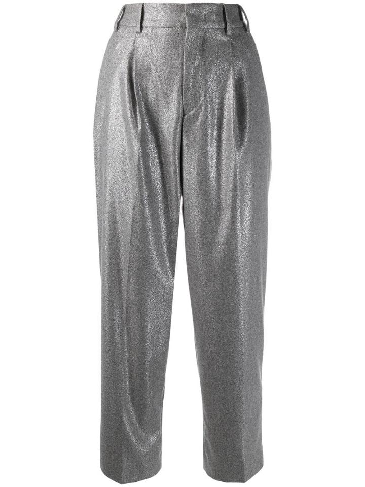 Pt01 Metallic Cropped Trouser - Grey