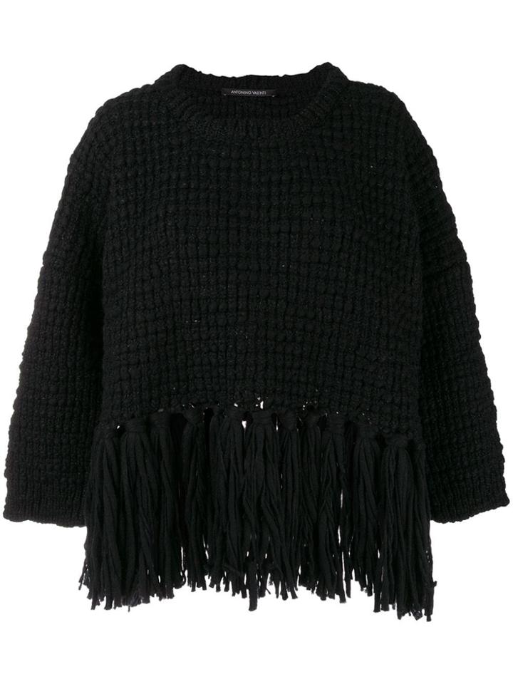 Antonino Valenti Fringed Hem Jumper - Black