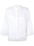 Genny Ruffled Sleeve Blouse - White