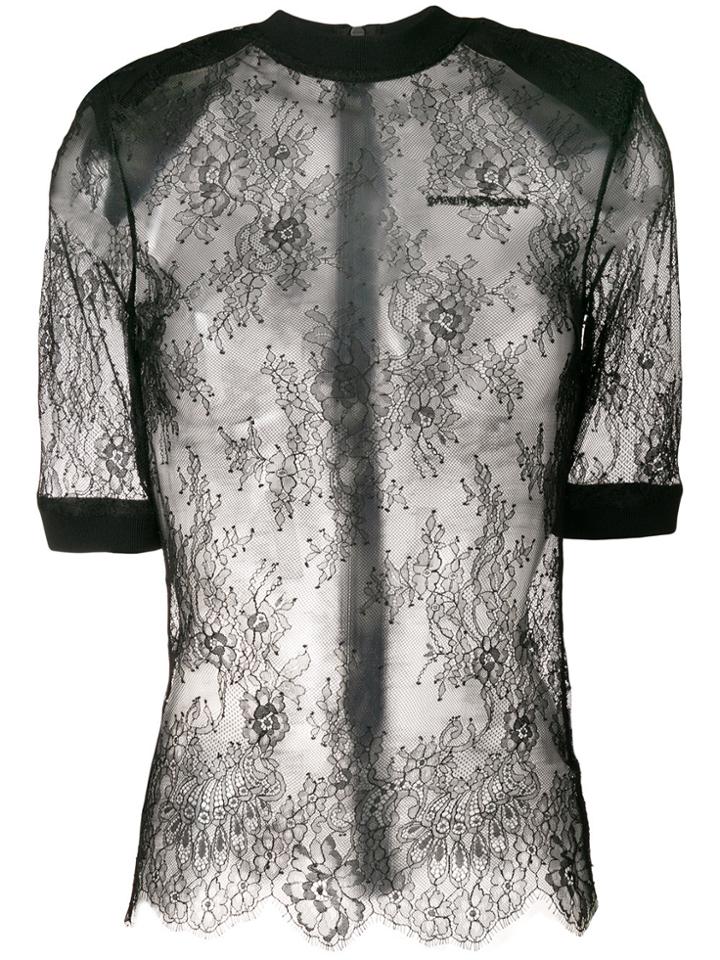 Off-white Floral Lace T-shirt - Black