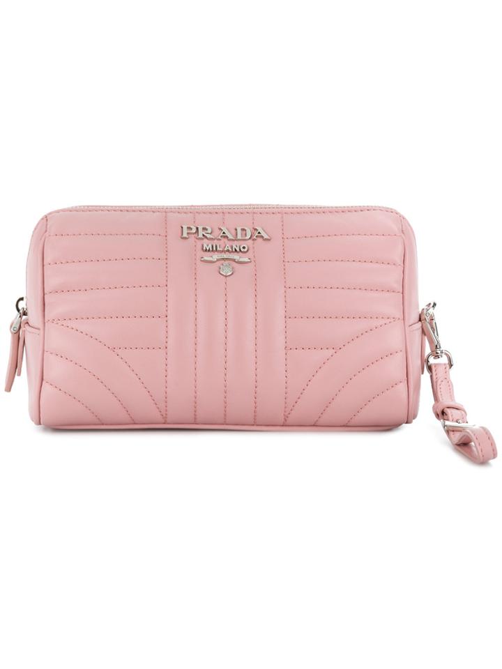 Prada Quilted Zip Makeup Bag - Pink & Purple