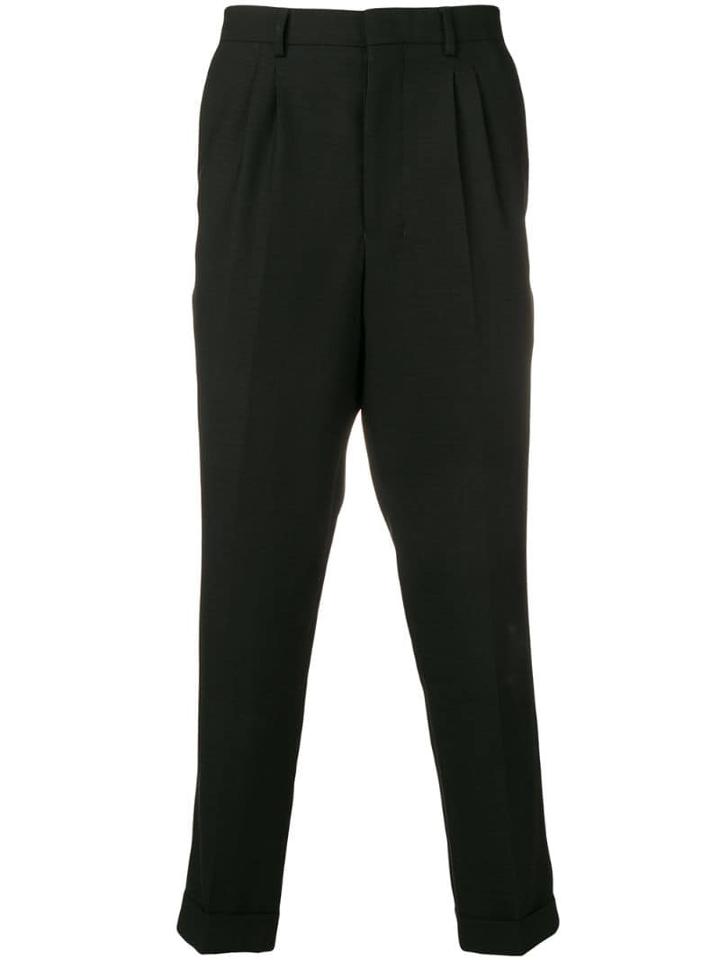 Ami Paris Pleated Carrot Fit Trousers - Black