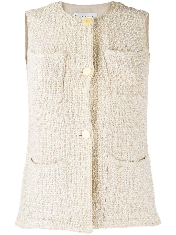 Chanel Pre-owned Sleeveless Knitted Cardigan - Neutrals