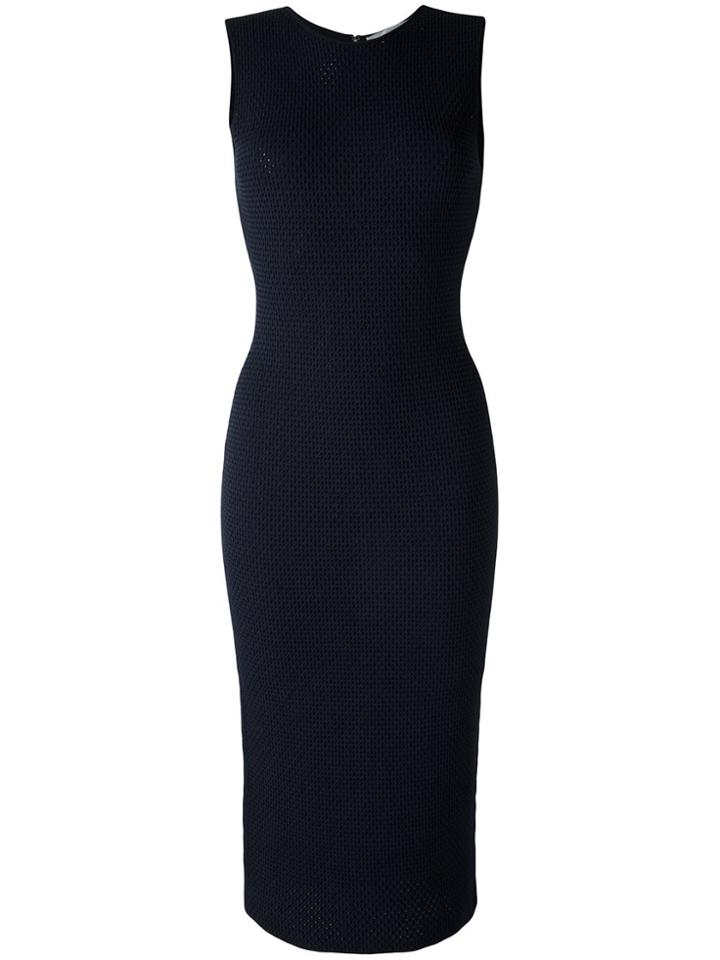 Victoria Beckham Rear Zip Fitted Dress - Blue