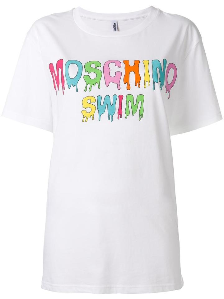 Moschino Swim Logo Print T-shirt, Women's, Size: Xl, White, Cotton