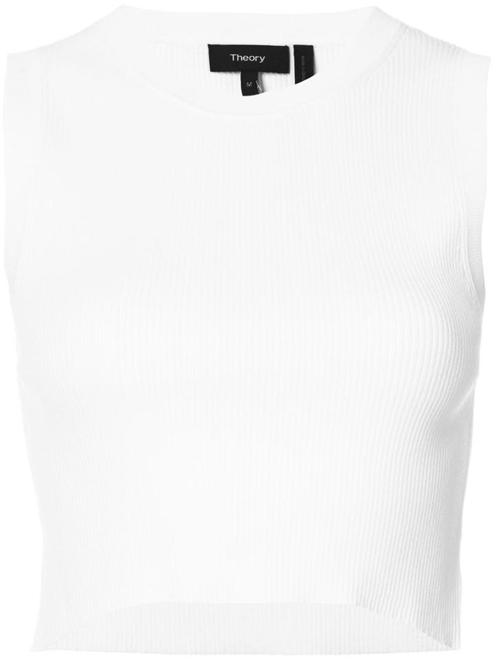 Theory - Ribbed Detail Top - Women - Nylon/spandex/elastane/rayon - L, White, Nylon/spandex/elastane/rayon