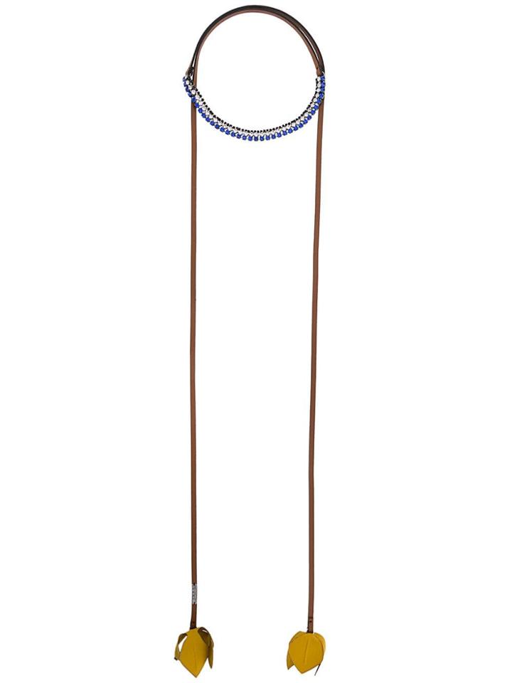 Marni Flower Leather Necklace - Brown