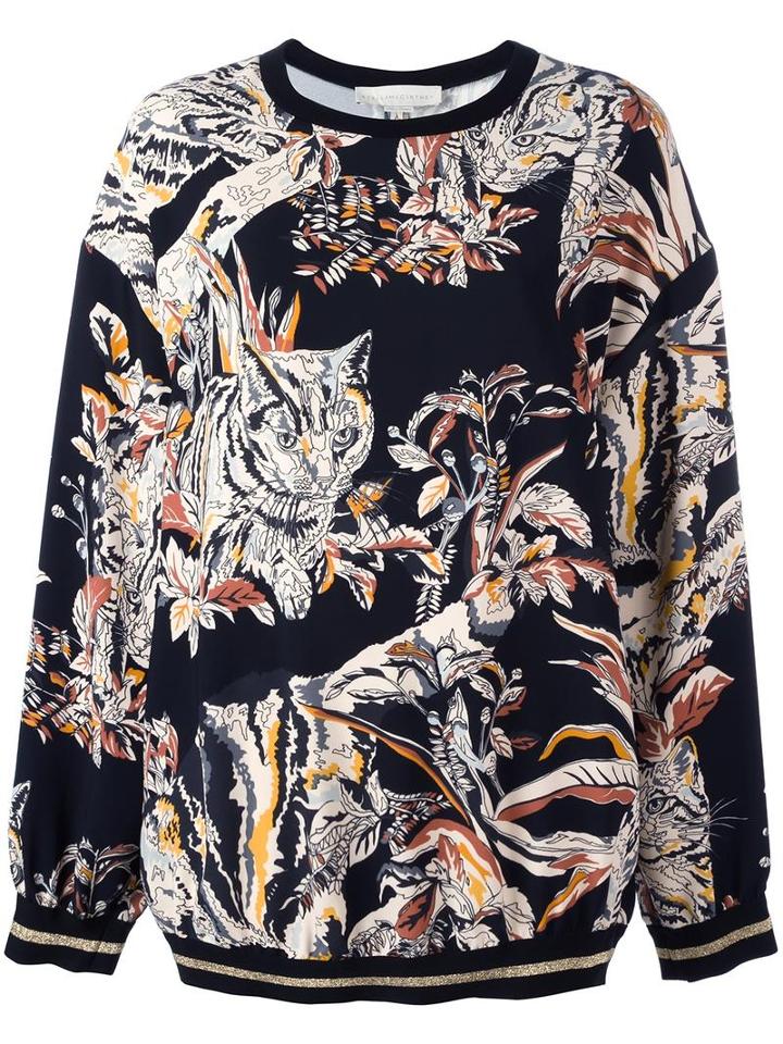 Stella Mccartney Cat Print Sweatshirt, Women's, Size: 44, Blue, Spandex/elastane/viscose/polyamide/latex