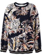 Stella Mccartney Cat Print Sweatshirt, Women's, Size: 44, Blue, Spandex/elastane/viscose/polyamide/latex