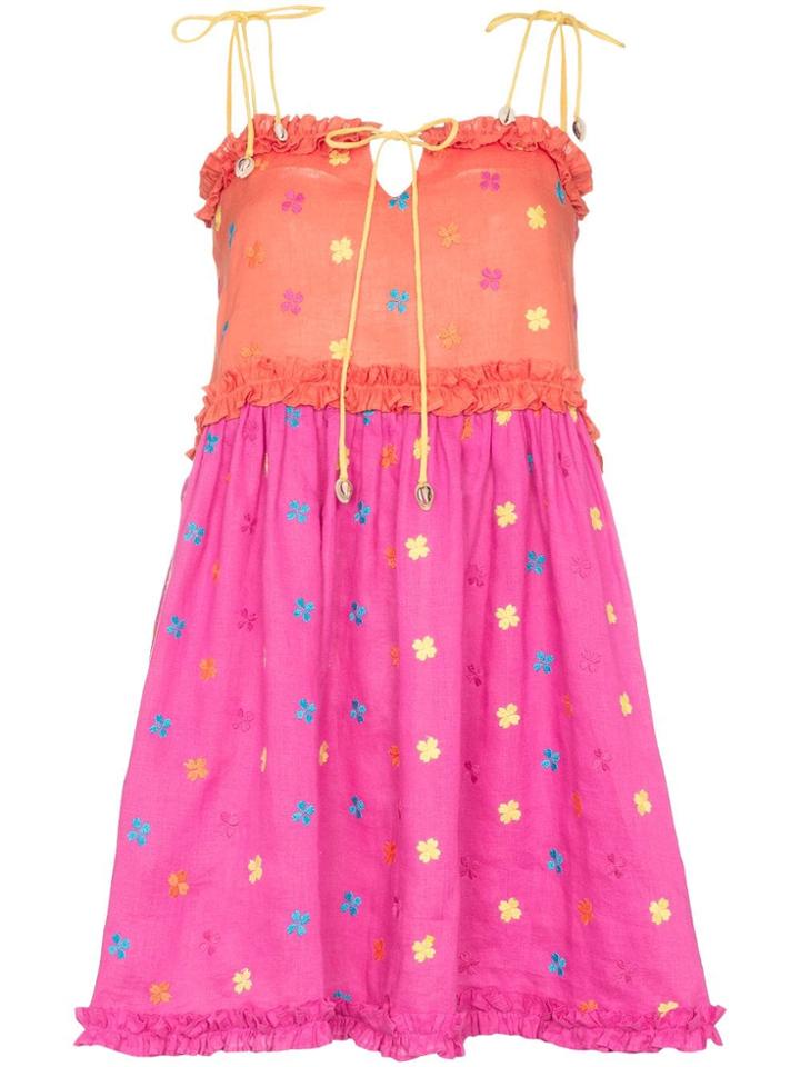 All Things Mochi Nia Floral-embroidered Dress - Multicolour