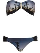 Brigitte Printed Bandeau Bikini Set, Women's, Size: Gg, Blue, Polyamide/spandex/elastane
