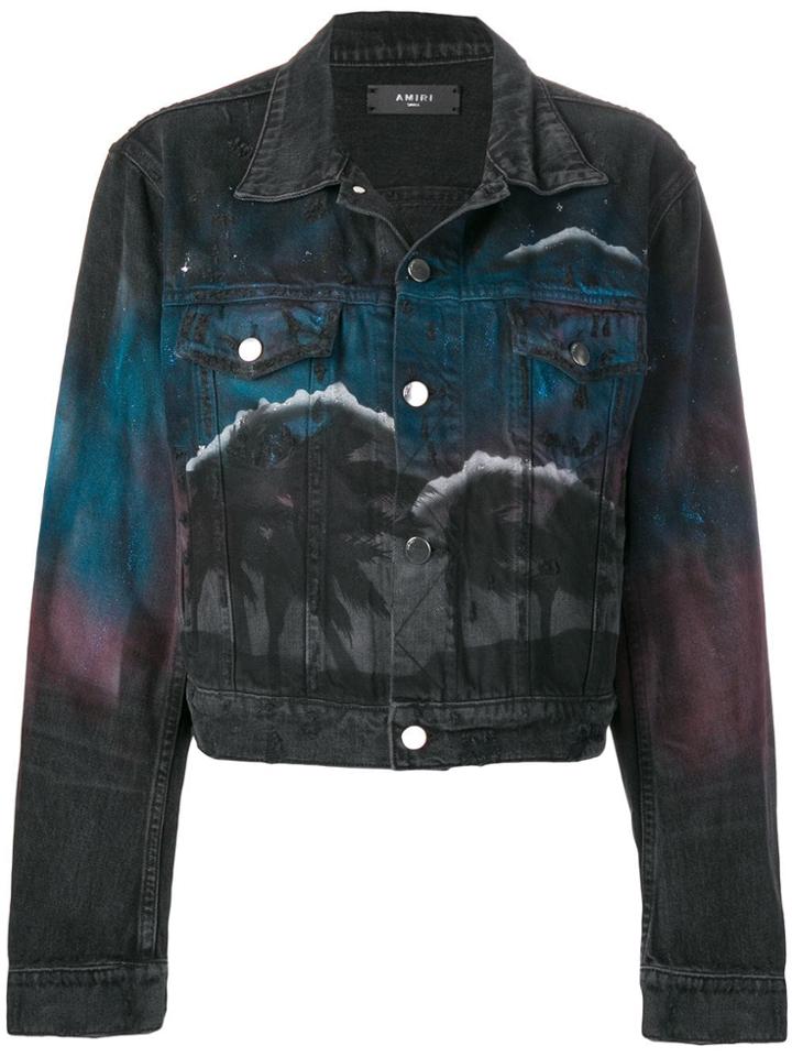 Amiri Nightscape Print Denim Jacket - Black