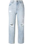 Alexander Wang Ripped Denim And Khaki Trousers - Blue