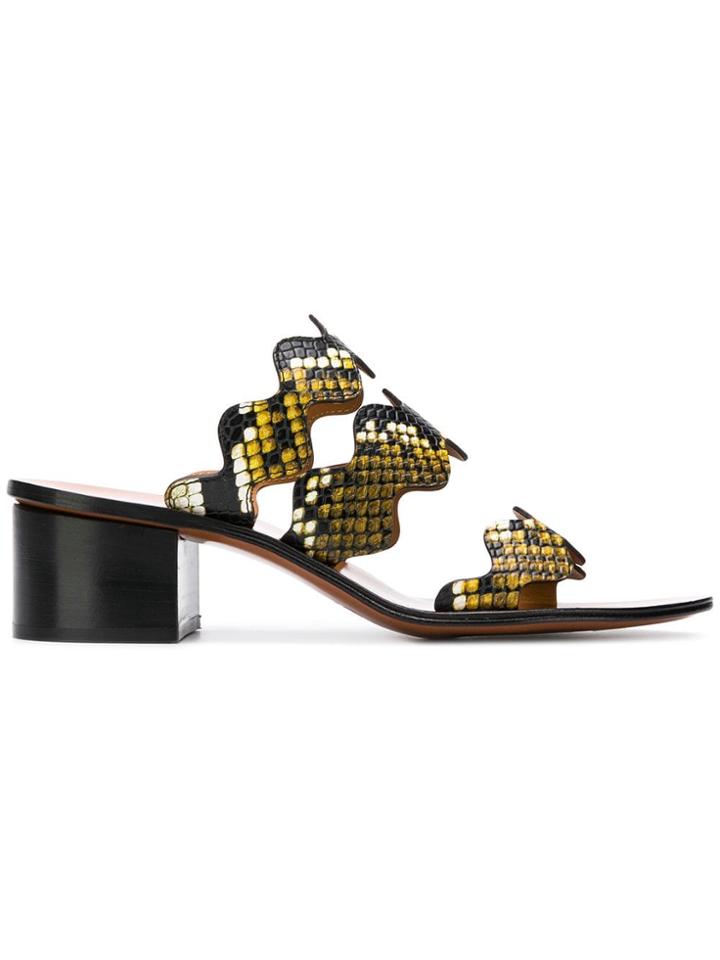 Chloé Wave Striped Mules - Green