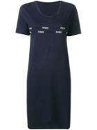 Fendi Pre-owned 1990's Logo Embroidered T-shirt Dress - Blue