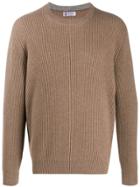 Brunello Cucinelli Ribbed Knit Crew Neck Sweater - Neutrals