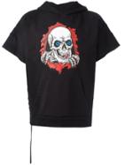 Unravel Project Short-sleeve Skull Hoodie, Men's, Size: Small, Black, Cotton