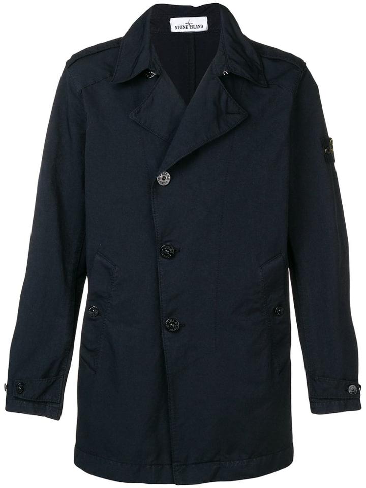 Stone Island Double-breasted Coat - Blue