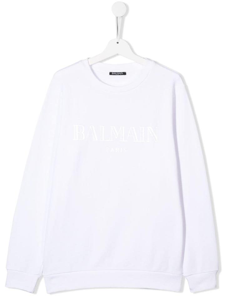 Balmain Kids Teen Logo Print Sweatshirt - White