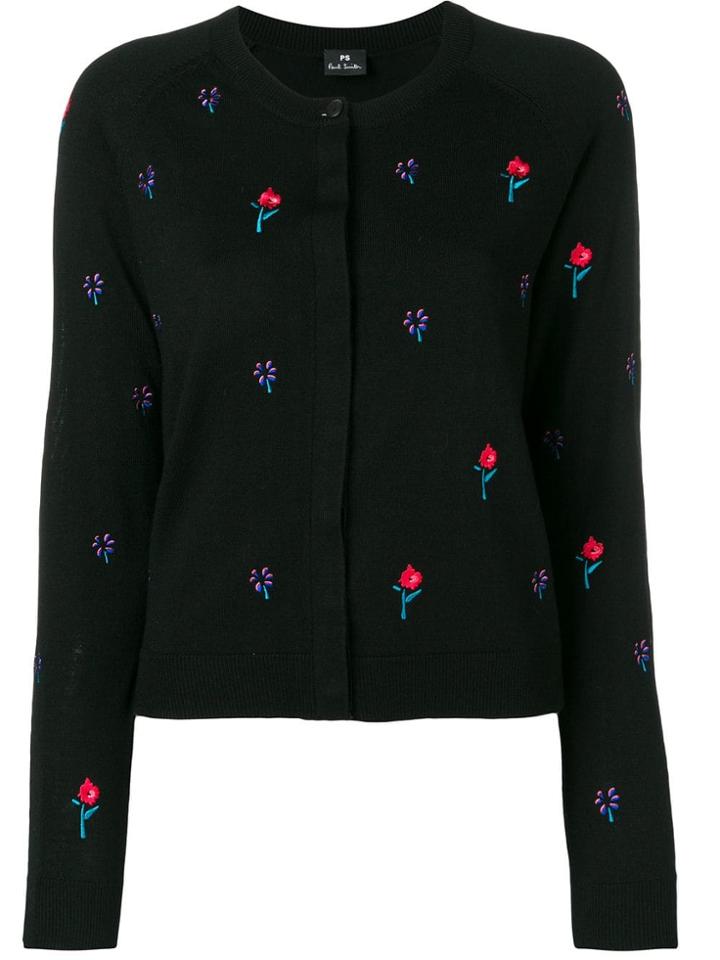 Ps By Paul Smith Embroidered Floral Cardigan - Black