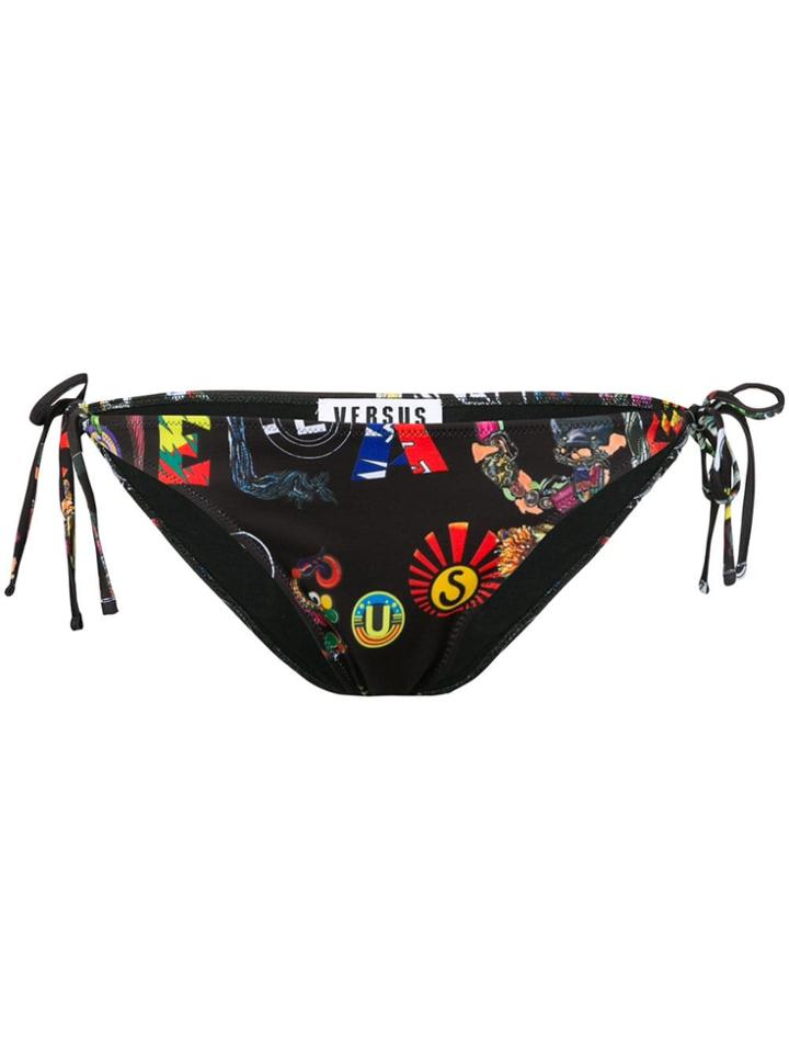 Versus Patchwork Print Bikini Bottoms - Black