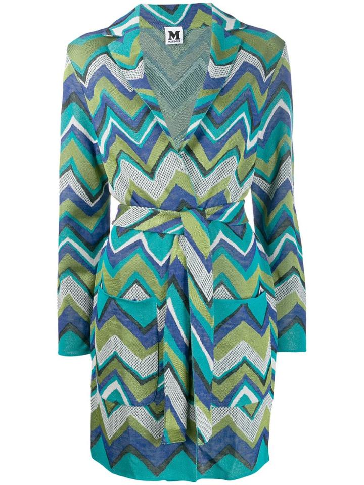 M Missoni Belted Cardigan Coat - Blue