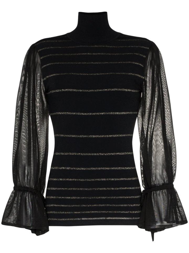 Roksanda Aril Stripy Knitted Turtleneck Jumper - Black