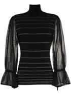 Roksanda Aril Stripy Knitted Turtleneck Jumper - Black