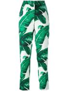 Dolce & Gabbana Banana Leaf Print Brocade Trousers - White