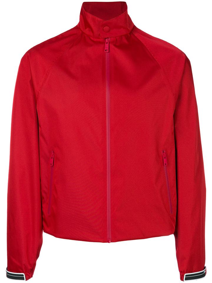 Prada Gabardine Nylon Bomber Jacket - Red