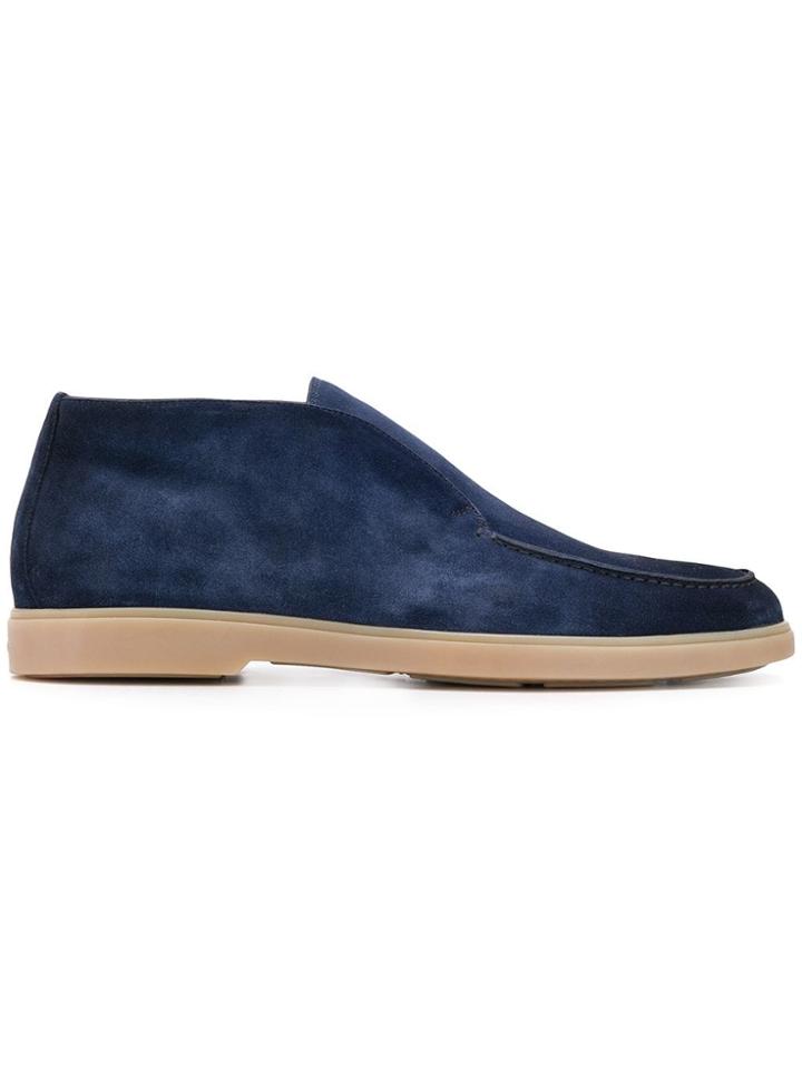 Santoni Suede Slip-on Loafers - Blue