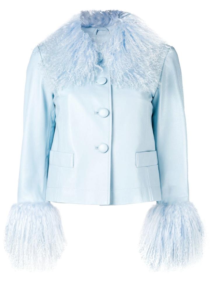 Saks Potts Lamb Fur Trim Jacket - Blue