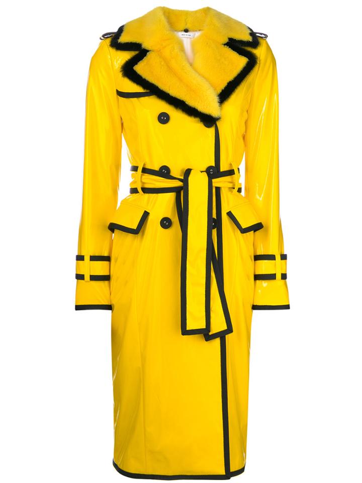 Thom Browne Classic Trench Coat With Grosgrain Tipping, Mink Fur