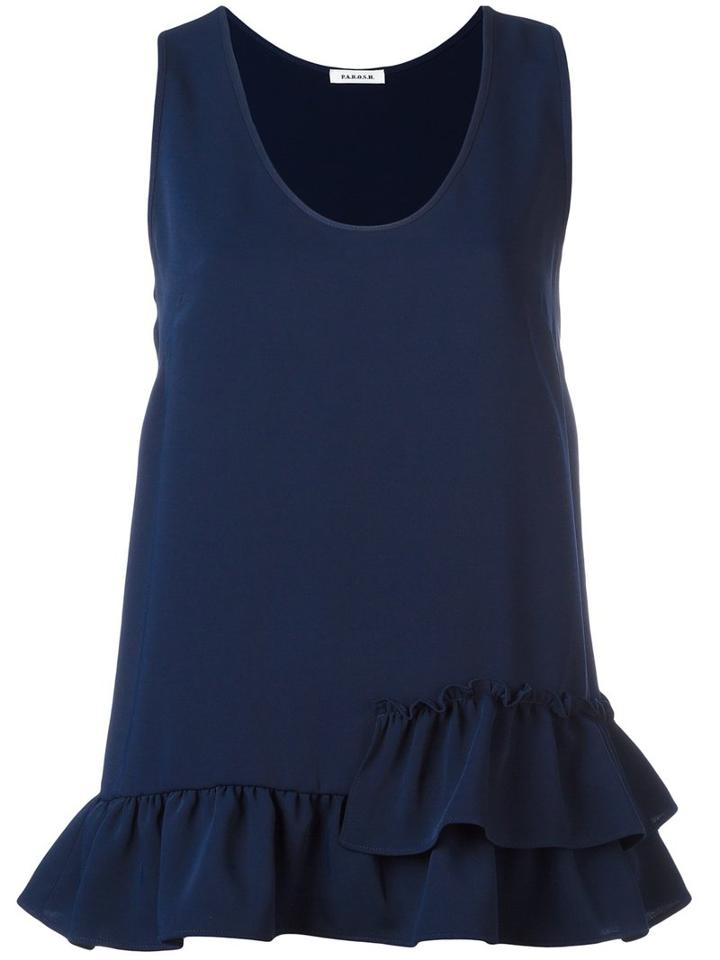 P.a.r.o.s.h. Asymmetric Hem Sleeveless Blouse, Women's, Blue, Polyester