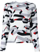 Msgm Printed Ribbon Design Blouse, Women's, Size: 44, White, Viscose/polyester